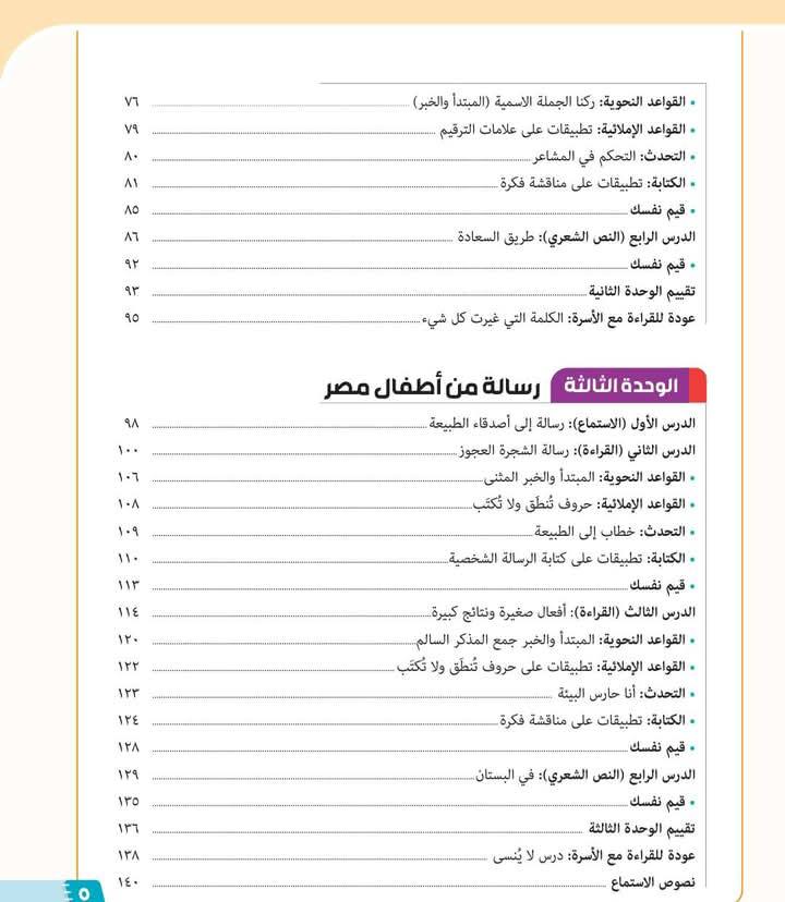 منهج اللغة العربية الجديد للصف الرابع الابتدائي الترم الأول